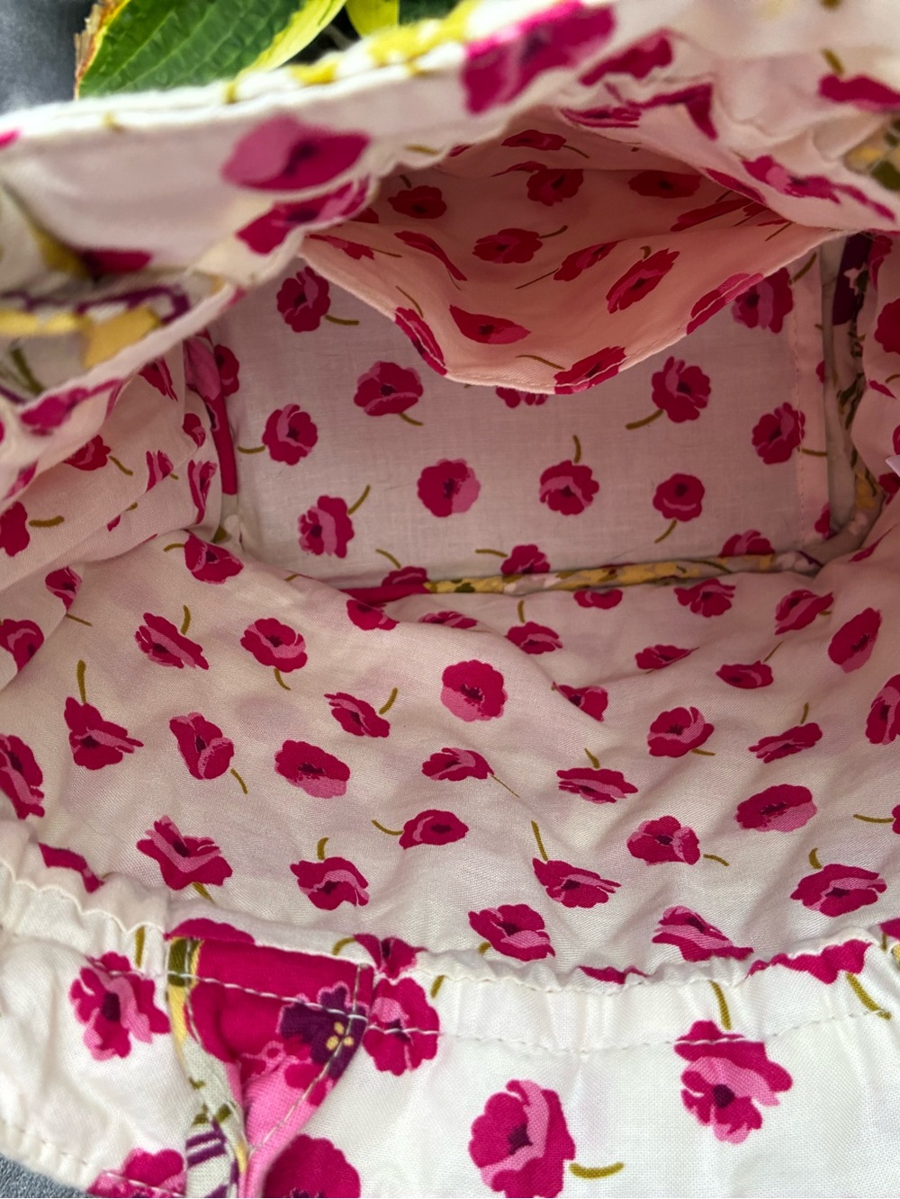 Vera Bradley Pink, Green & White Quilted Floral Drawstring Tote - Picture 11 of 12